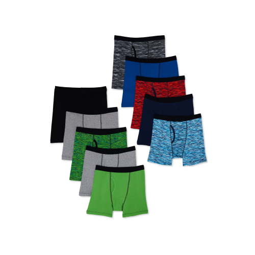 Wonder Nation Boys Underwear Soft Cotton Boxer Briefs, 10-Pack, Sizes S-XXL & Husky