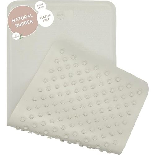 HEVEA Natural Rubber Big Bath Mat - Upcycled, Danish Design - Non Slip Bathtub Mat, 299 Suction Cups - Safe and Friendly Shower Mat for All Ages (Marble)