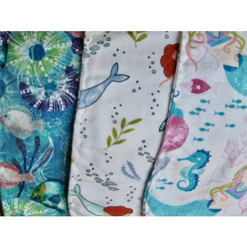 Burp Cloth Flannel Nautical Beach Fish Sea Life Mermaids