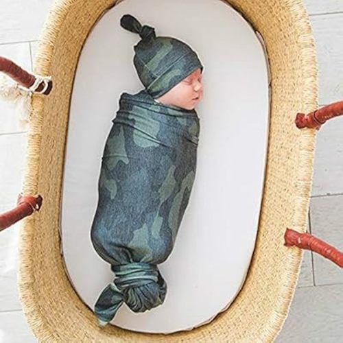 Boy Swaddle Blanket, Receiving Blankets Boy, Camouflage Swaddling Blanket, Accessory Clip, Baby Boy Swaddle Registry, Newborn Wrap Soft Snug Strethey Breathable, Hospital Coming Home Outfit