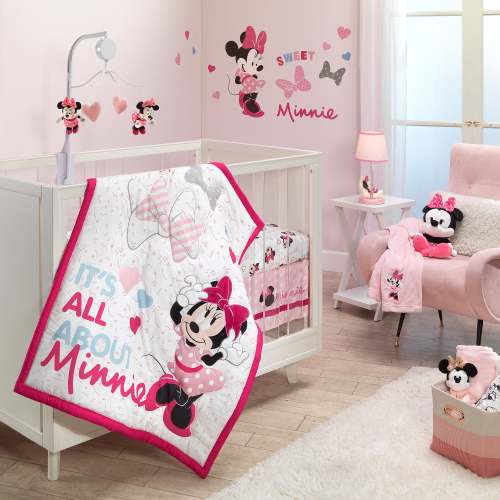 Disney Baby Minnie Mouse Love 3-Piece Pink Nursery Crib Bedding Set – Lambs & Ivy