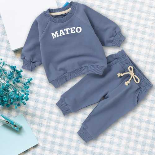 Custom Baby Sweatshirt & Jogger Set | Organic Cotton | Personalized Baby Outfit | Newborn to 4T | Ideal Baby Shower Gift