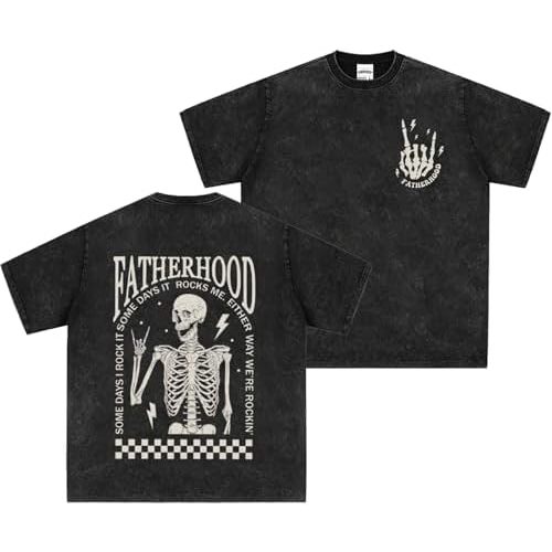 Vintage Fatherhood 2-Sided T-Shirt Skeleton Funny Fathers Day Shirt