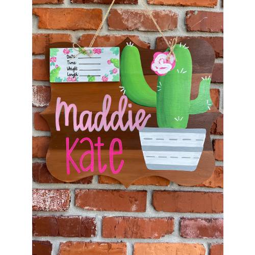 Hospital Door Hanger | Hospital Door Hanger Cactus | Nursery Decor | Birth Announcement Sign | Personalized Nursery Sign | Baby Gift