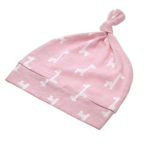 embe Newborn Top Knot Hat, One-Size, Pink Giraffe