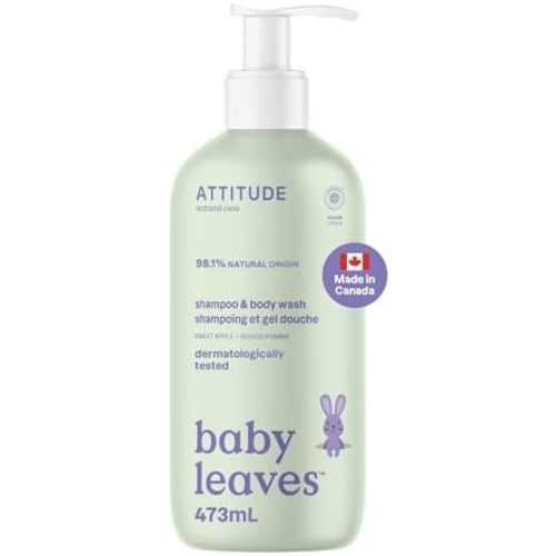 ATTITUDE Baby Shampoo, Body Wash & Soap 2-in-1, Sweet Apple, 473 mL