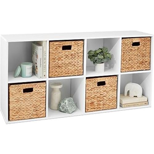 Best Choice Products 8-Cube Storage Organizer, 11in Shelf Opening, Bookcase, Display Shelf, Customizable w/ 3 Removable Back Panels – White