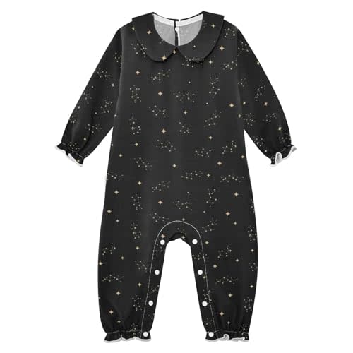Emelivor Stars Constellations Black Baby Girl Romper Clothes Newborn Girl Outfits for Fall Cotton Long Sleeve Jumpsuit,3M
