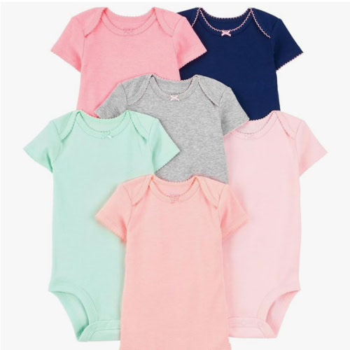 0-3 Months- Simple Joys by Carter's Baby-Girls 6-Pack Short-Sleeve Bodysuit