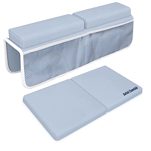 Bahoki Essentials Bath Kneeler Set - Bathtub Kneeling and Elbow Rest Pad - Thick Memory Foam Arm and Knee Support While Bathing Newborn Babies or Toddler - with Mesh Organizer for Baby's Toys