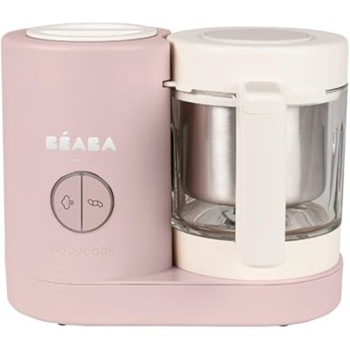 BEABA Babycook Neo Baby Food Maker | Non-Toxic Glass & Stainless Steel | Trusted by Celebrity Moms | Sustainable Baby Food Processor | Global Leader| 34 Servings in 20 Mins, Cotton Candy