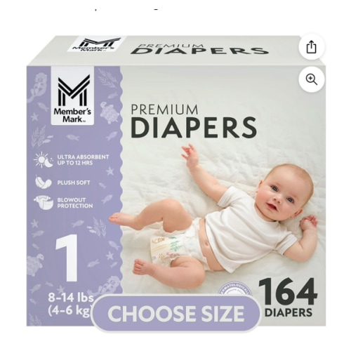 Member's Mark Premium Baby Diapers, Sizes Newborn - 8 - Samsclub.com