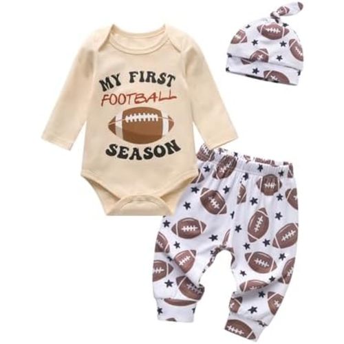 3PCS Newborn Infant Baby Boy Clothes Set Long Sleeve Romper + Jogger Pants + Hat Fall Winter Outfits