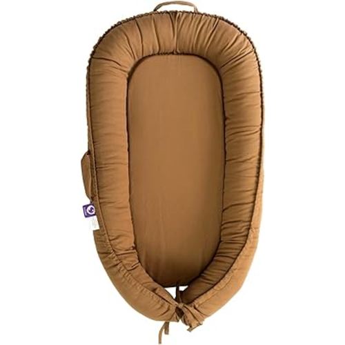 CooCooBaby Infant Lounger, Baby Nest Cover for Baby Girls & Boys, Newborn Essentials for Baby 0-18+ Months, 100% Cotton Breathable (Brown, Cotton)