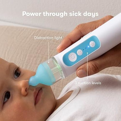 Frida Baby Electric NoseFrida Nasal Aspirator for Baby, Nose Sucker for Baby & Toddler, Upgraded Nasal Aspirator for Congestion + Allergy Relief with 3 Suction Levels, 2 Silicone Tips, USB