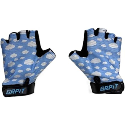 Kids Gloves for Biking, Scootering & Playground Fun – Half Finger Padded Bike Gloves for Boys & Girls – Ages 5 to 12 – Comfortable, Durable, Adjustable Fit