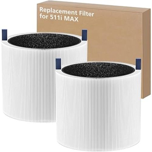 511i MAX Replacement Filter Compatible with BLUEAIR Blue Pure 511i Max Air Purifi-er, 3-IN-1 H13 True HEPA Filter and Activated Carbon Filtration System, White(2 Pack)