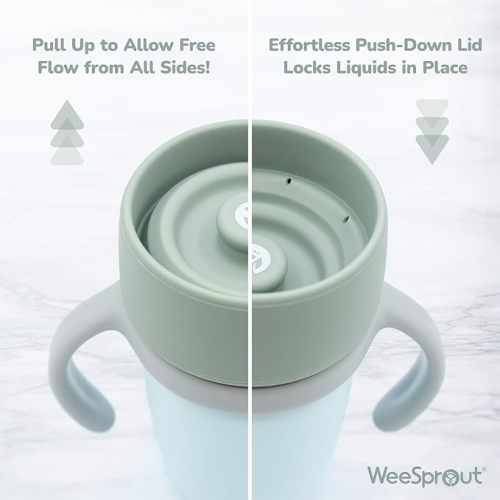 WeeSprout Baby Training Cup- (Pastel Blue/Navy/Light Gray)