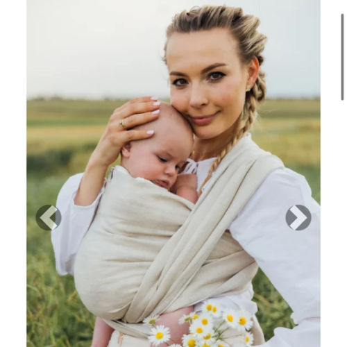 Baby Wrap, chevron weave (100% linen) - ARROW - WHISPER - size M