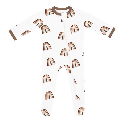 Zippered Footie in Coffee Rainbow
