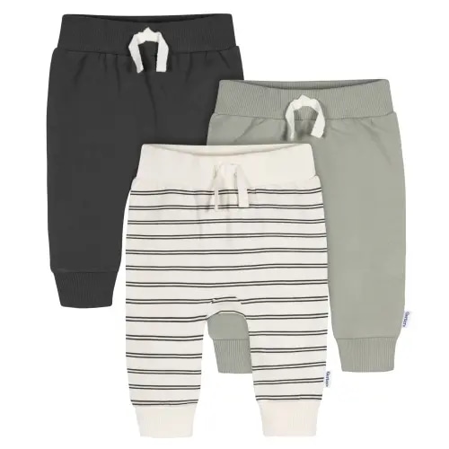 3-Pack Baby & Toddler Boys Stripe, Black, & Grey Jogger Pants