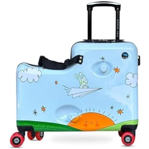 Itsy Rider 20" Ride-on Suitcase for Kids with Double Spinner Red Wheels (Blue Flyer)