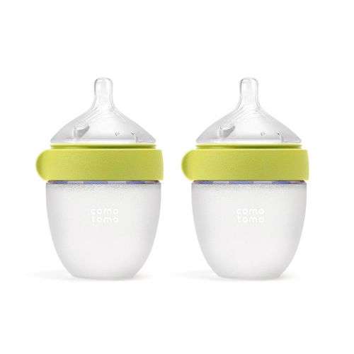 Comotomo Silicone Baby Bottles Gen 2 - Green - 5 fl oz/2pk: BPA-Free, Lead-Free, Level 1 Nipple