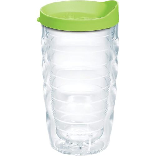 Tervis Clear & Colorful Lidded Made in USA Double Walled Insulated Tumbler Travel Cup Keeps Drinks Cold & Hot, 10oz Wavy, Lime Green Lid