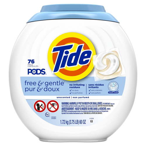 Tide PODS Free & Gentle Laundry Detergent Soap Pacs, Tide PODS Laundry Detergent, Laundry Detergent Pacs, Laundry PODS Detergent, 76 Count - Walmart.ca