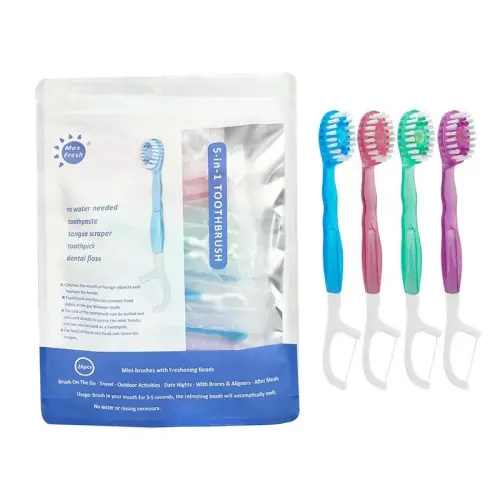 5 in 1 Mini Toothbrush & Floss & Tongue Scraper & Toothpick Set, - TikTok Shop