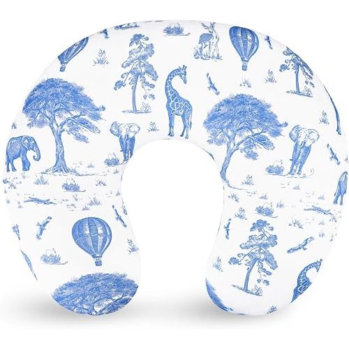 TANOFAR Nursing Pillow Cover, Stretchy Removable Breastfeeding Pillow Cover, Ultra Soft Snug Fits On Newborn Feeding Pillow Case for Baby Girls, Blue Elephant