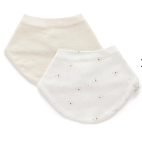 Vanilla Bear 2 Pack Dribble Bib - Pure Baby