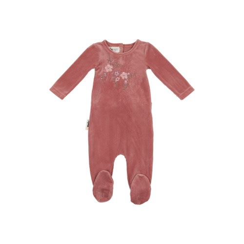 Cherry Blossom Rib Cotton Blend Footie, 6-9 M