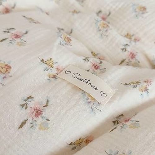 BuLuTu Large Cotton Muslin Kids Toddler Throw Blanket - 47''x51'' Reversible Lightweight Azalea Little Flower Thin Summer Quilt Baby Quilt for Crib Bed,Stroller,Travel,White