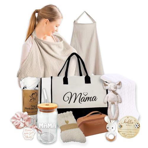 New Mom, Mother to be Gift Basket, Care Package | Unique Gift Set for mom & Baby w/Newborn Essentials Expecting Moms Baby Shower After Labor Hospital Gift Variety Gift Bundle w/a Fancy Tote Bag