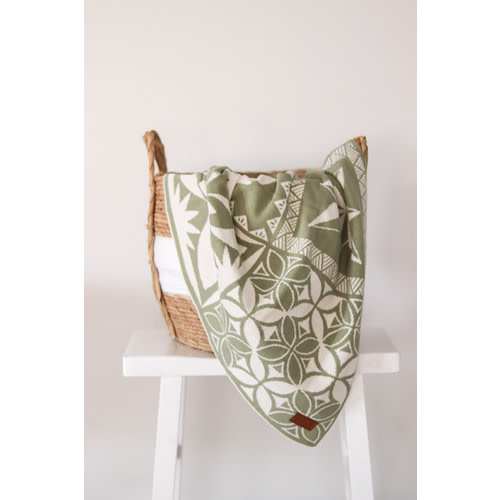Island Pepe Original Cotton Knitted Blanket - Sage/Green