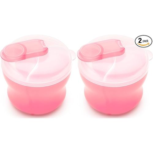Munchkin Formula Dispenser for Baby Bottle Feeding On The Go, Easy-Pour Spout for Powdered Formula & Cereal, 3 Compartments, 9 Ounce, Pink (Pack of 2)