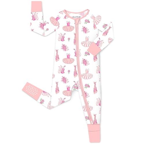 babee Reshinee Viscose Derived from Bamboo Baby Footie Pajamas Convertible Newborn Sleeper for Baby Girl Zipper Onesie 0-24M