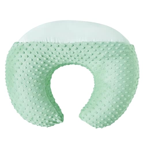 Nursing Pillow and Positioner Breastfeeding and Bottle Feeding | Propping Baby, Tummy Time, Sitting Support for Baby Boy and Baby Girl, with Removable Dots Cover (Celadon)