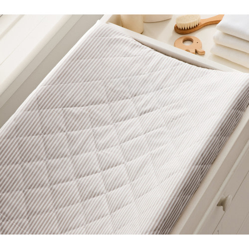 Oxford Stripe Organic Quilted Changing Pad Cover