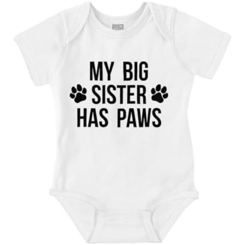 Brisco Brands My Big Sister Has Paws Baby Romper Boys or Girls