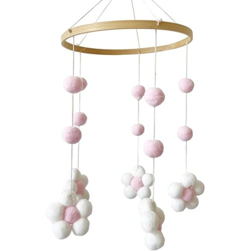 Crib Mobile Crib Mobile Boy Girl Felt Flower Babies Mobiles for Cribs Infant Bed Decoration Toy Hanging Nursery Decors for Infant Bedroom Hanging