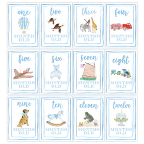 Boys Watercolor Milestone Cards - Van Papier Co.