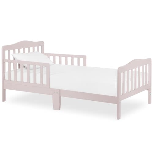 Dream On Me Classic Design Toddler Bed in Pink, Low-to-Floor Wooden Bed with Safety Rails, GREENGUARD Gold & BSA Certified, Non-Toxic Finish