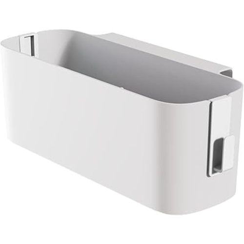 Tissting Bedside Organizer Storage White Plastic Caddy Hanging Basket 13x4.4x4.7 Inch Hanging Storage Container with 2 Hooks, Corner Rack for Collage Dorm, Baby Bed(White)