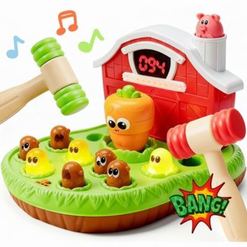 Joyfy Whack Game Mole for Toddlers, Learning Toys for 2 3 4 5 Year Old Boys Girls, Pounding Game with Light & Sound, 4 Modes, 40 Levels, Birthday Gift