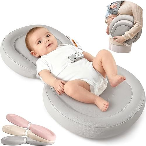 Baby Changing Pad with Waterproof & Wipe-Clean, Non-Slip Foldable PU Diaper Changing Pad, Adjustable Safety Belt, Changing Pad for Dresser, Changing Table,24"X16",Gray