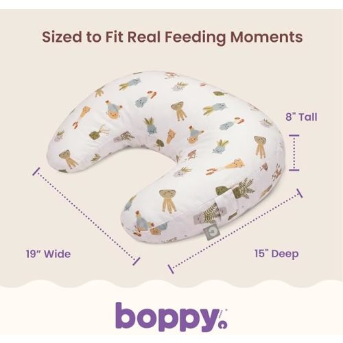 Boppy Nursing Pillow - Verified Safe Breastfeeding Pillow with Softer Fill for Comfortable Support, Machine Wash & Dry Cover, Non-Toxic Materials - Tan Happy Houseplants