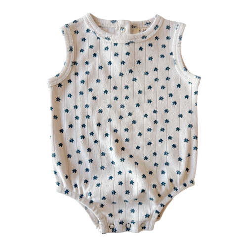 Blue Flower / Organic Pointelle Dune Bubble