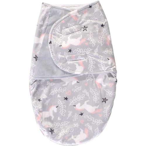 Hudson Baby Unisex Baby Plush Swaddle Wrap, Gray Unicorn, 0-3 Months